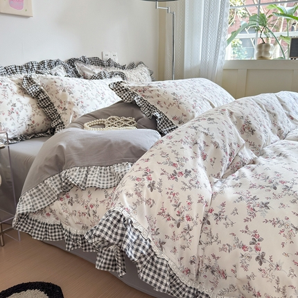 91家纺网 家纺一手货源 找家纺 （总）沐棉 2024新款韩式公主风全棉花边四件套