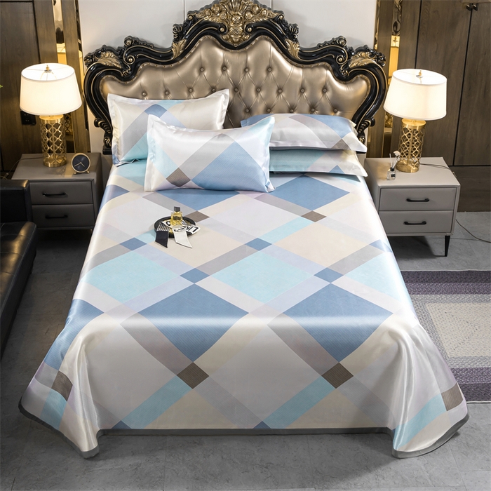 91家纺网 家纺一手货源 找家纺 梵克保罗 2024新款印花冰丝凉席套件-系列一 时尚潮牌