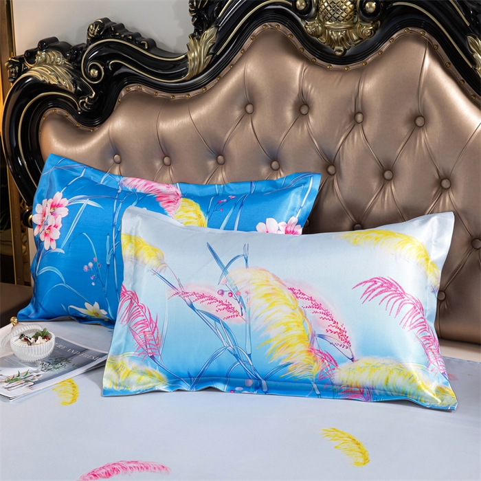 91家纺网 家纺一手货源 找家纺 梵克保罗 2024新款印花冰丝凉席套件-系列一 花间细语