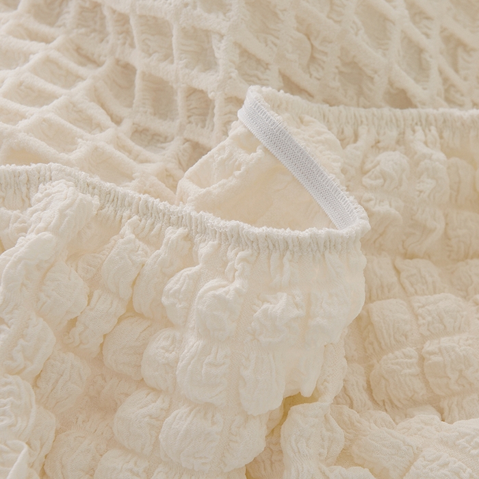 91家纺网 家纺一手货源 找家纺 启博家纺 2024新款简约舒适泡泡纱系列-床头罩 米白