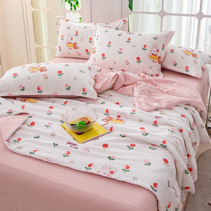 91家纺网 家纺一手货源 找家纺 （总）帕芬鸟家纺 2025新款有氧泡泡棉夏被四件套