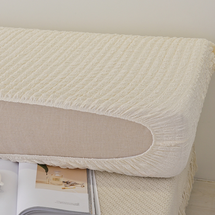 91家纺网 家纺一手货源 找家纺 启博家纺 2024新款简约舒适泡泡纱系列-床头罩 米白