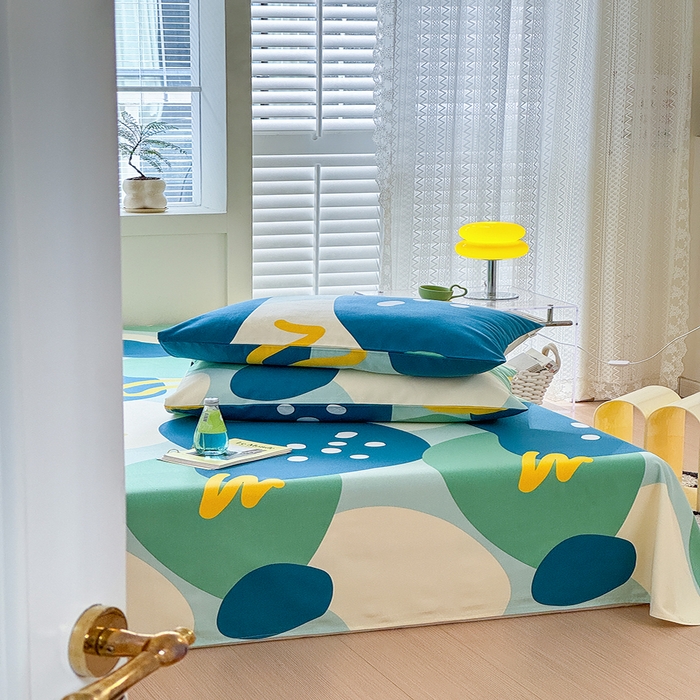 91家纺网 家纺一手货源 找家纺 吉象家纺 2024新款老粗布三件套-床单款 悉尼绿