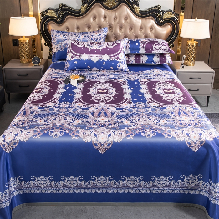 91家纺网 家纺一手货源 找家纺 梵克保罗 2024新款印花冰丝凉席套件-系列一 欧式风情