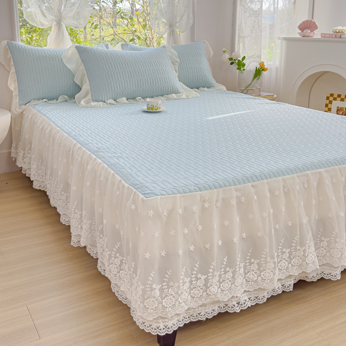 91家纺网 家纺一手货源 找家纺 花香四季家纺 2024新款新款0.5厚胶质凉席三件套-莫兰迪系列 莫兰迪-蓝色