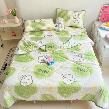 沐慕 2024新款小清新凉感丝夏被四件套空调被夏季被芯 森系兔