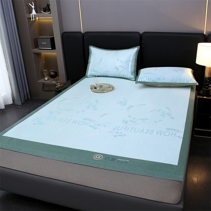 91家纺网 家纺一手货源 找家纺 青雅 2025新款抗菌粗冰丝席 冰丝-绿