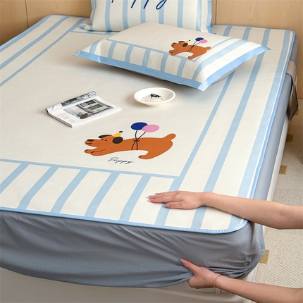 91家纺网 家纺一手货源 找家纺 （总）三味舒屋2025新款抗菌大版数码印花冰丝席 （新升级7A抗菌）床笠款