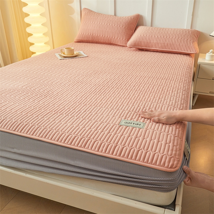 91家纺网 家纺一手货源 找家纺 3C 2024新款A类全棉水洗棉大豆夹棉床笠-网忆 网忆-香妃玉