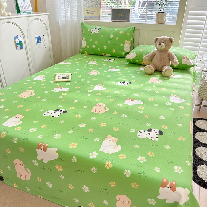 91家纺网 家纺一手货源 找家纺 吉象家纺 2024新款老粗布三件套-床单款 狗狗乐园