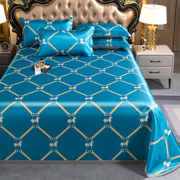 91家纺网 家纺一手货源 找家纺 梵克保罗 2024新款印花冰丝凉席套件-系列一 马到成功