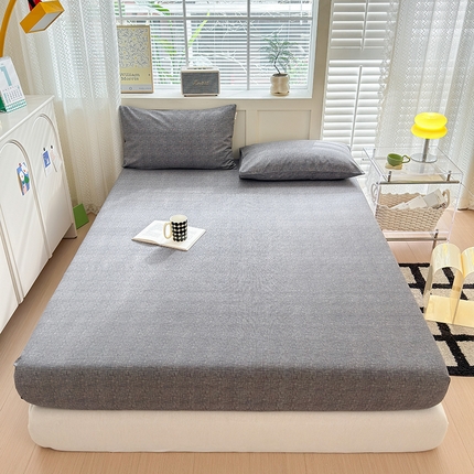 吉象家纺 2024新款老粗布三件套-床笠款 墨