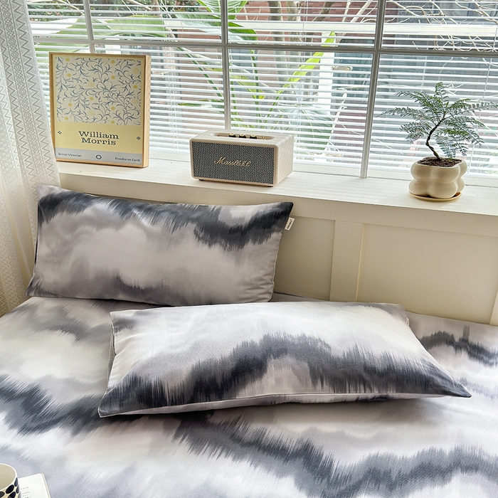 91家纺网 家纺一手货源 找家纺 吉象家纺 2024新款老粗布三件套-床单款 水墨画