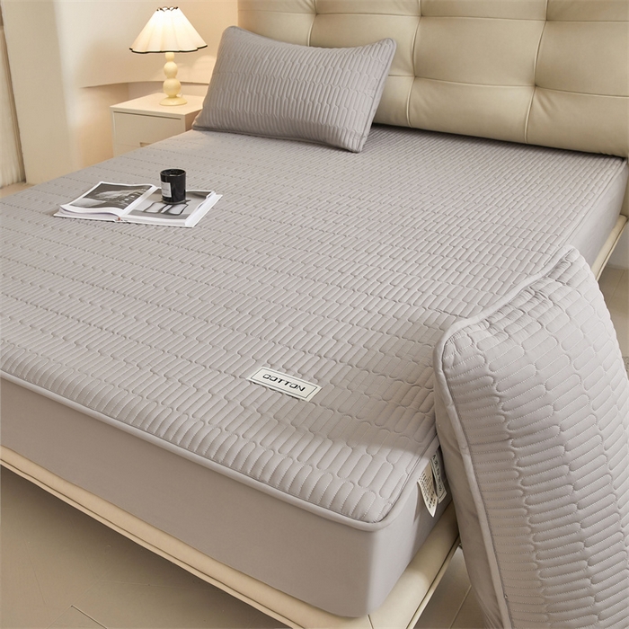 91家纺网 家纺一手货源 找家纺 3C 2024新款A类全棉水洗棉大豆夹棉床笠-初忆 初忆-时尚灰