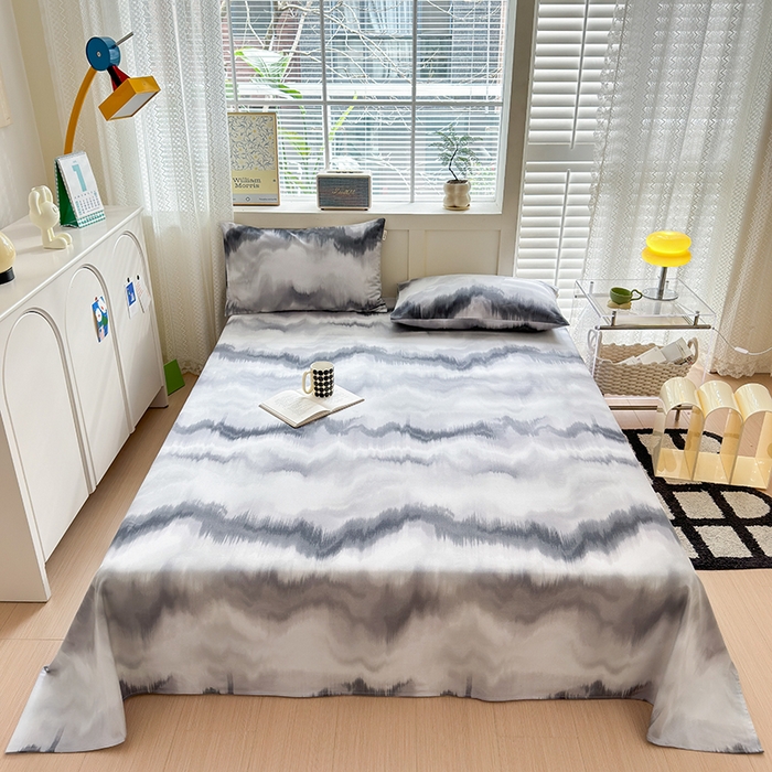 91家纺网 家纺一手货源 找家纺 吉象家纺 2024新款老粗布三件套-床单款 水墨画