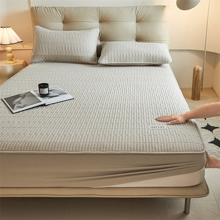 91家纺网 家纺一手货源 找家纺 3C 2024新款A类全棉水洗棉大豆夹棉床笠-初忆 初忆-烟雾灰