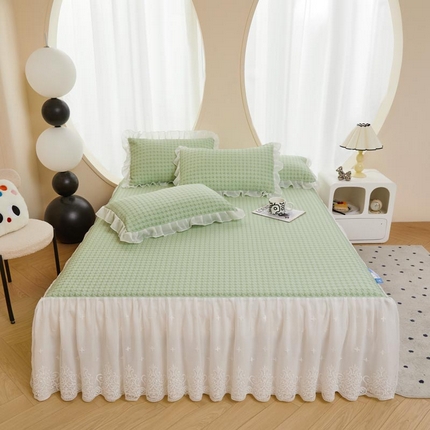 91家纺网 家纺一手货源 找家纺 （总）源梦家纺 2025新款千鸟格系列-PE高分子凉感软席凉席床裙