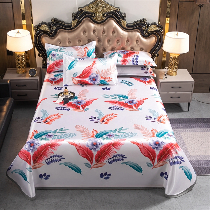 91家纺网 家纺一手货源 找家纺 梵克保罗 2024新款印花冰丝凉席套件-系列一 盛世花开