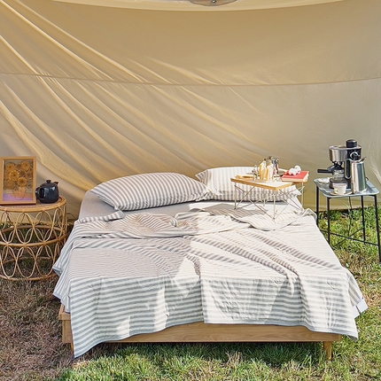 91家纺网 家纺一手货源 找家纺 简煦家居 2025新款可水洗全棉棉花被子夏季家用空调被芯 灰白中条