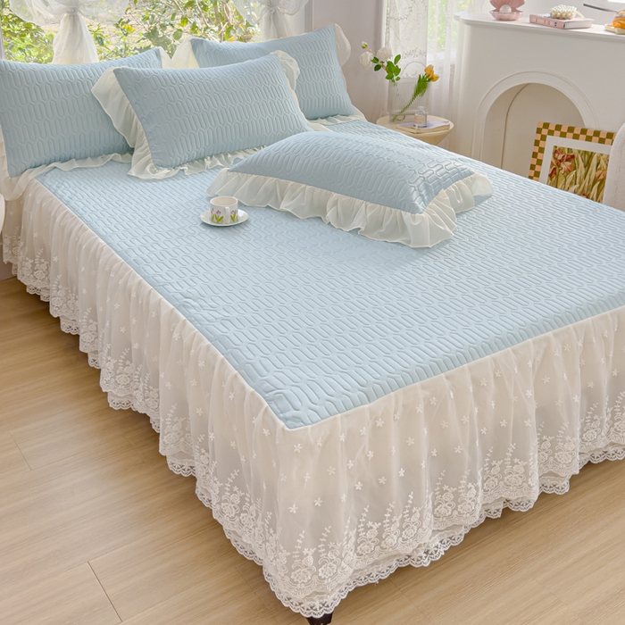 91家纺网 家纺一手货源 找家纺 花香四季家纺 2024新款新款0.5厚胶质凉席三件套-莫兰迪系列 莫兰迪-蓝色