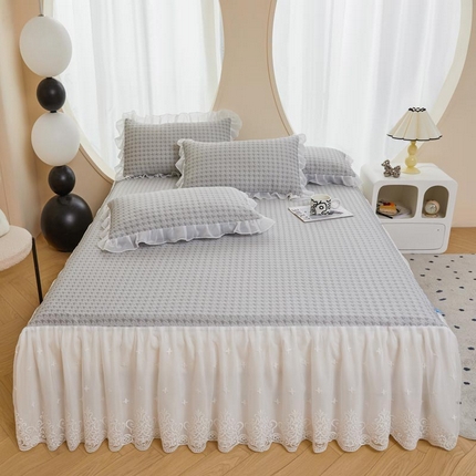 91家纺网 家纺一手货源 找家纺 （总）源梦家纺 2025新款千鸟格系列-PE高分子凉感软席凉席床裙