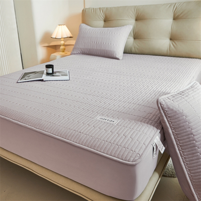 91家纺网 家纺一手货源 找家纺 3C 2024新款A类全棉水洗棉大豆夹棉床笠-初忆 初忆-香芋紫