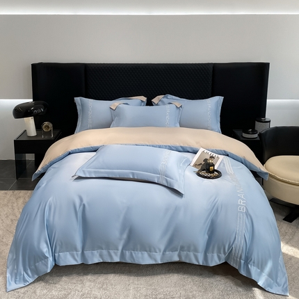 91家纺网 家纺一手货源 找家纺 （总）首尔家纺 2024水洗真丝冰丝刺绣四件套-伯恩系列