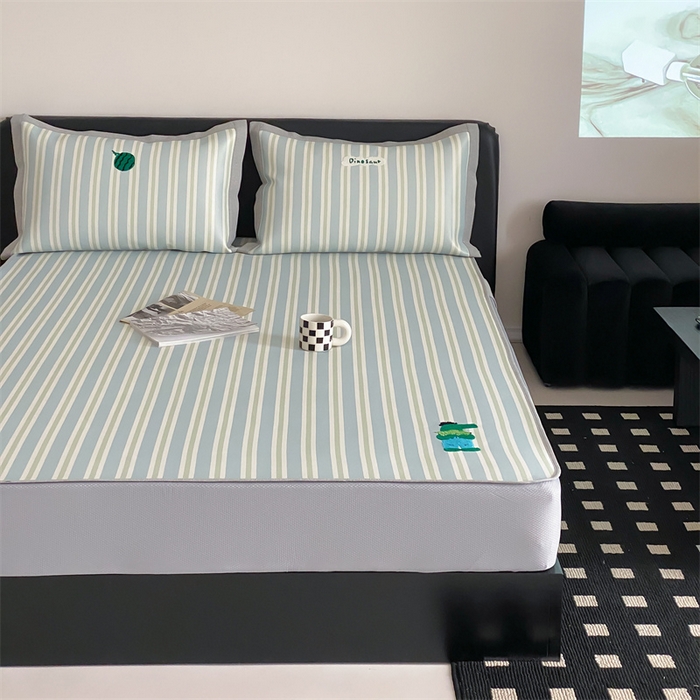 91家纺网 家纺一手货源 找家纺 三味舒屋2025新款凉感抗菌防螨毛巾绣印花冰丝养生席（新升级7A抗菌）床笠款 尼罗鳄