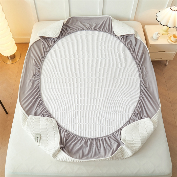 91家纺网 家纺一手货源 找家纺 3C 2024新款A类全棉水洗棉大豆夹棉床笠-网忆 网忆-云朵白