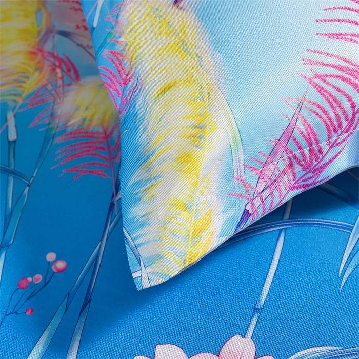 91家纺网 家纺一手货源 找家纺 梵克保罗 2024新款印花冰丝凉席套件-系列一 花间细语