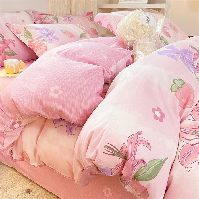 91家纺网 家纺一手货源 找家纺 铭博家纺 2024新款全棉印花四件套 兰若幽香