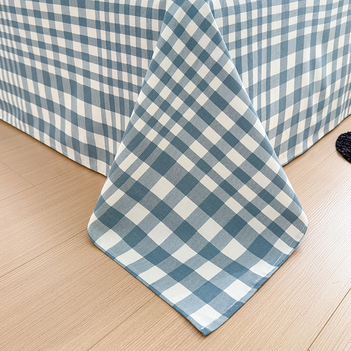 91家纺网 家纺一手货源 找家纺 吉象家纺 2024新款老粗布三件套-床单款 蓝格