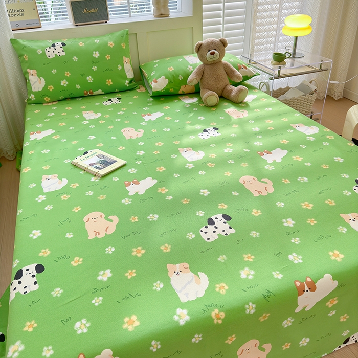 91家纺网 家纺一手货源 找家纺 吉象家纺 2024新款老粗布三件套-床单款 狗狗乐园