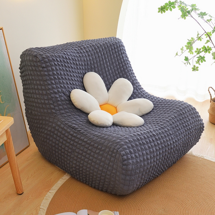 91家纺网 家纺一手货源 找家纺 启博家纺 2024新款简约舒适泡泡纱系列-毛毛虫懒人沙发套 灰蓝