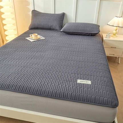 91家纺网 家纺一手货源 找家纺 3C 2024新款A类全棉水洗棉大豆夹棉床笠-网忆 网忆-星空灰