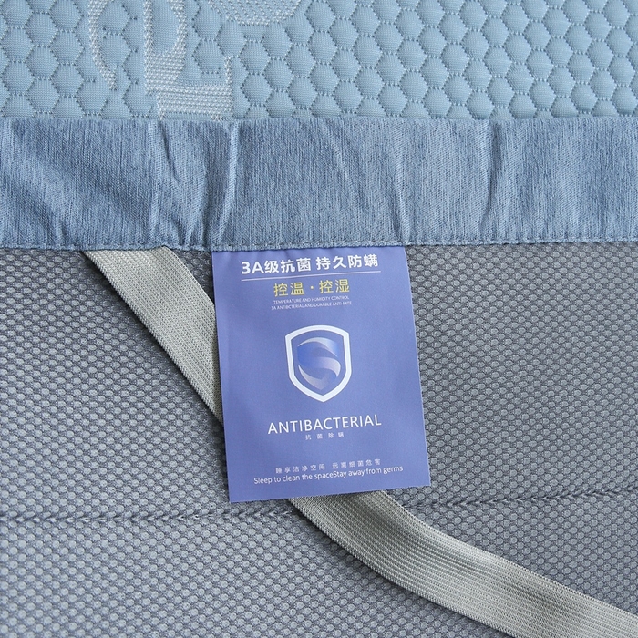 91家纺网 家纺一手货源 找家纺 青雅 2025新款凉感因子凉豆豆凉席 字母-蓝