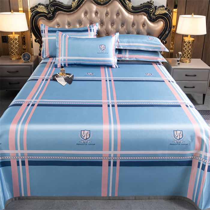 91家纺网 家纺一手货源 找家纺 梵克保罗 2024新款印花冰丝凉席套件-系列一 时尚格调