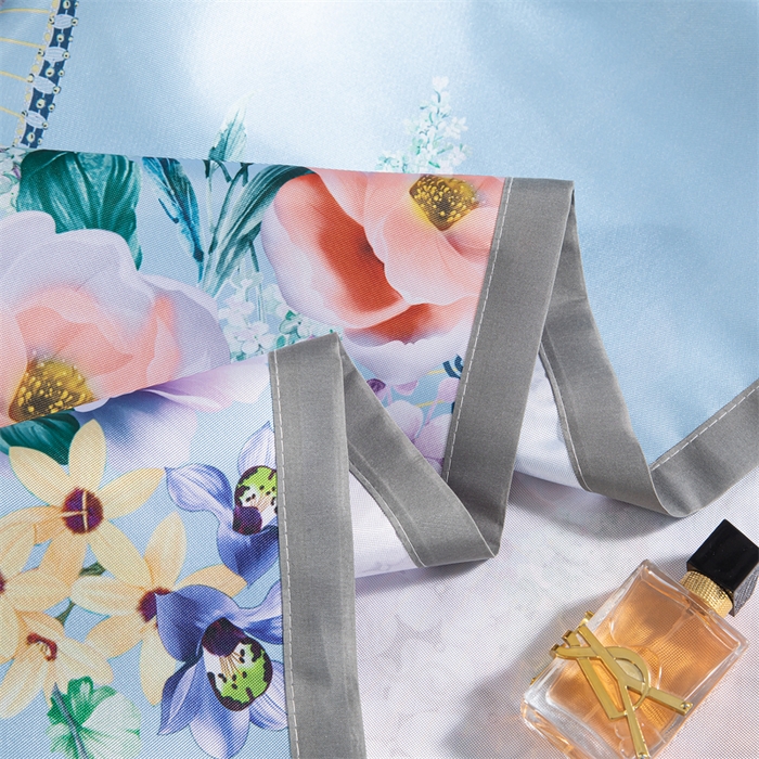 91家纺网 家纺一手货源 找家纺 梵克保罗 2024新款印花冰丝凉席套件-系列一 春香满园-蓝