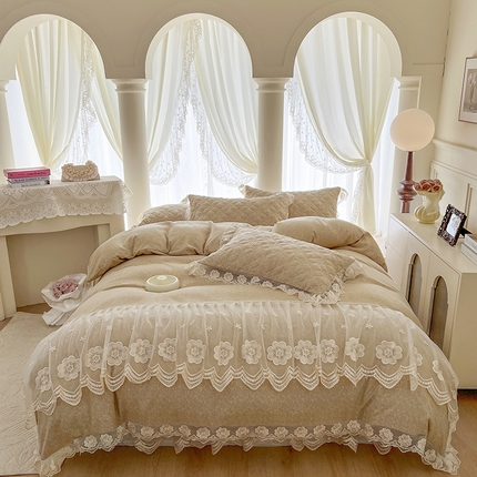 91家纺网 家纺一手货源 找家纺 （总）网红馆 2025新款柔肤棉四件套床裙花边款艾丽莎系列