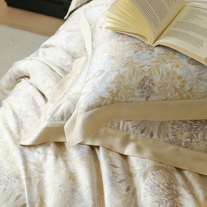 91家纺网 家纺一手货源 找家纺 若未家居 2025新款50支莱赛尔天丝数码印花四件套 夏沫 米