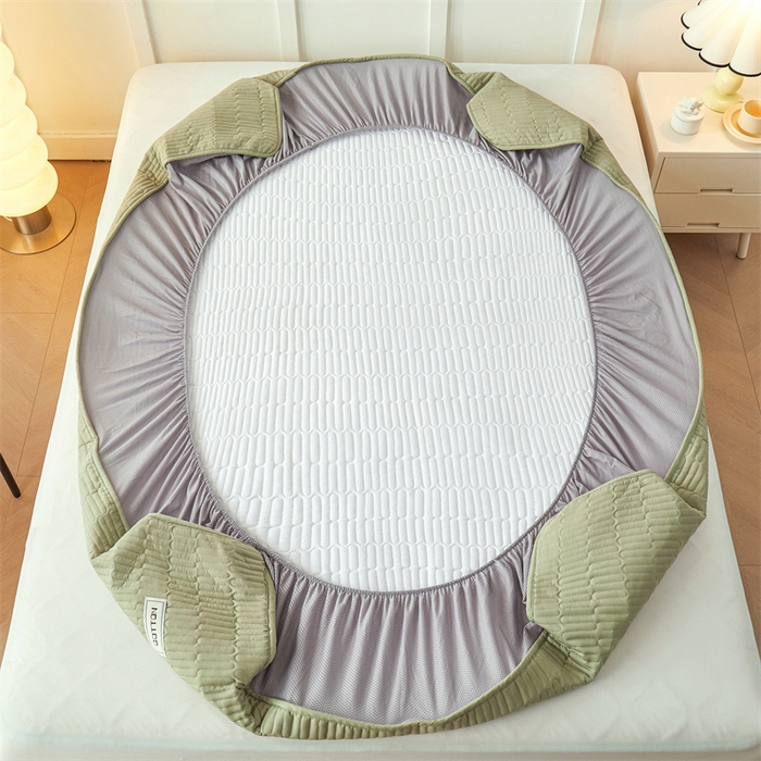 91家纺网 家纺一手货源 找家纺 3C 2024新款A类全棉水洗棉大豆夹棉床笠-网忆 网忆-抹茶绿