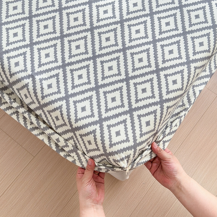 91家纺网 家纺一手货源 找家纺 吉象家纺 2024新款老粗布三件套-床笠款 品格灰