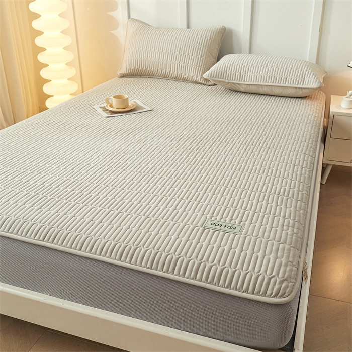 91家纺网 家纺一手货源 找家纺 3C 2024新款A类全棉水洗棉大豆夹棉床笠-网忆 网忆-烟雾灰