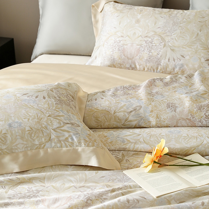 91家纺网 家纺一手货源 找家纺 若未家居 2025新款50支莱赛尔天丝数码印花四件套 夏沫 米