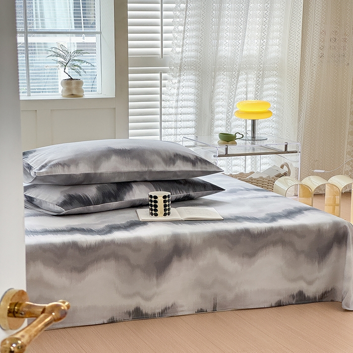 91家纺网 家纺一手货源 找家纺 吉象家纺 2024新款老粗布三件套-床单款 水墨画