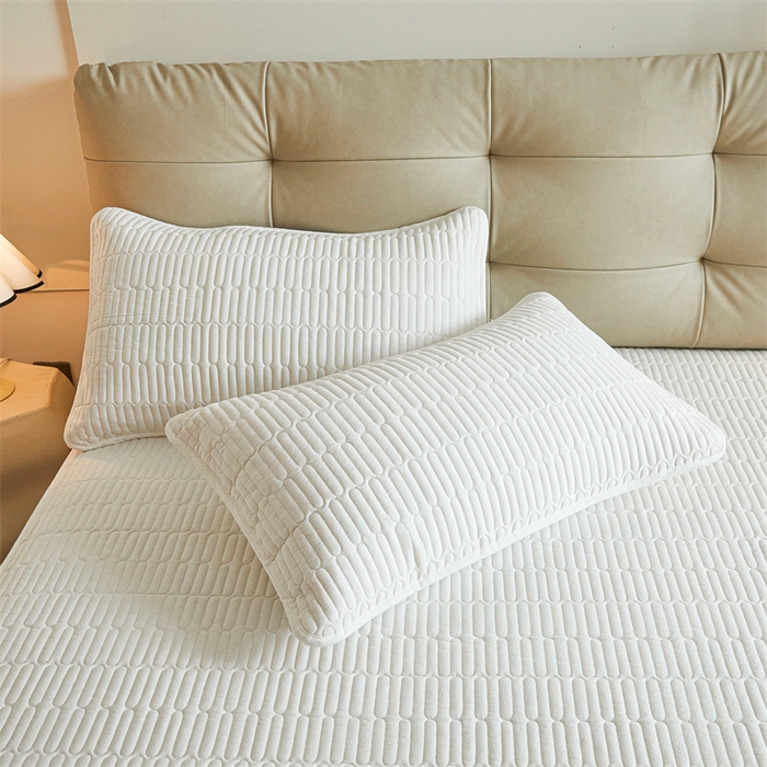 91家纺网 家纺一手货源 找家纺 3C 2024新款A类全棉水洗棉大豆夹棉床笠-初忆 初忆-云朵白