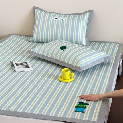 91家纺网 家纺一手货源 找家纺 （总）三味舒屋2025新款凉感抗菌防螨毛巾绣印花冰丝养生席（新升级7A抗菌）床席款