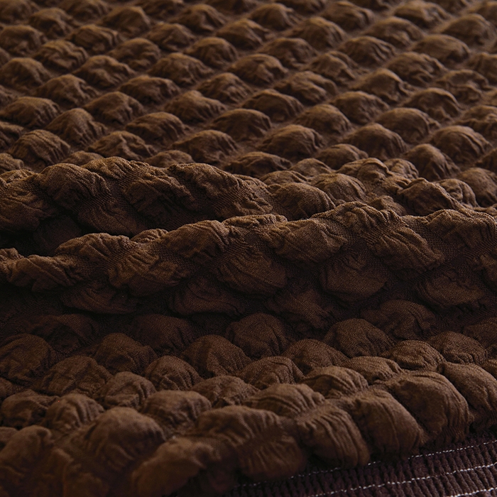 91家纺网 家纺一手货源 找家纺 启博家纺 2024新款简约舒适泡泡纱系列-裙边换鞋凳套（脚踏套沙发凳套） 咖色