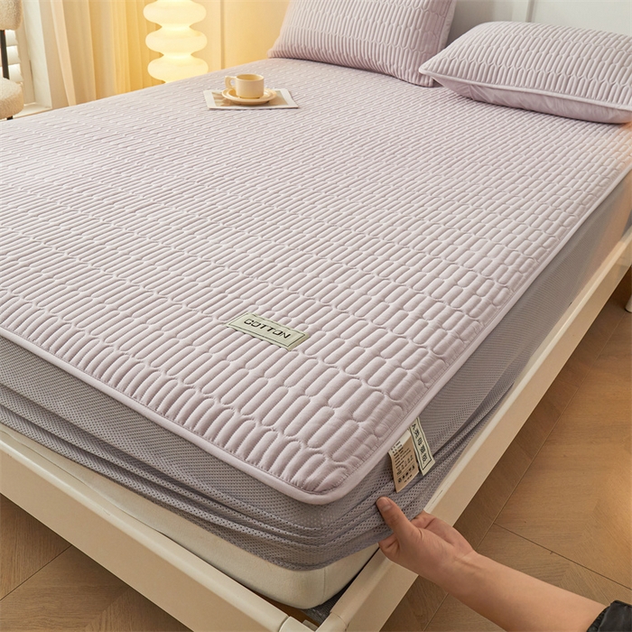 91家纺网 家纺一手货源 找家纺 3C 2024新款A类全棉水洗棉大豆夹棉床笠-网忆 网忆-香芋紫