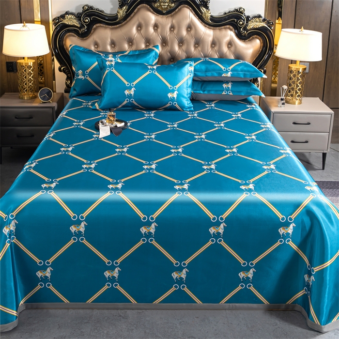 91家纺网 家纺一手货源 找家纺 梵克保罗 2024新款印花冰丝凉席套件-系列一 马到成功